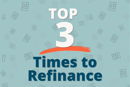 Text reads: Top 3 Times to Refinance Student Loans